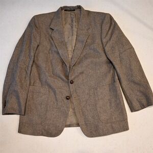 Vtg 44S Brown Nailshead Wool Tweed Mens Blazer Suit Jacket Sport Coat